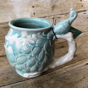 NWT Boston Warehouse 16oz Peacock Stoneware Mug